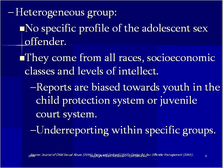 Heterogeneous group Juvenile Sex Offenders CEUs 